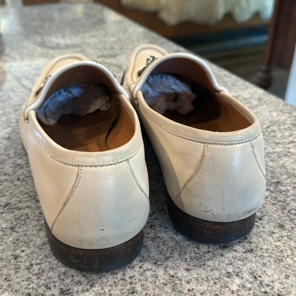 Gucci White Webstripe Horsebit Leather Loafers, size 9.5 main image 4